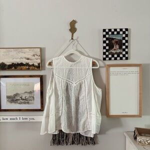 Abercrombie & Fitch White Eyelet Tank Top